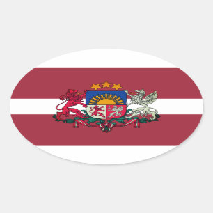 Sticker Ovale Drapeau/armoiries de Lettonie