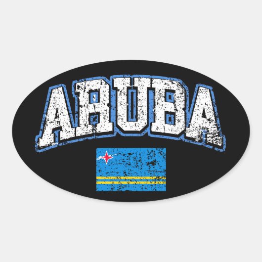 Sticker Ovale Drapeau Aruba (Devant)