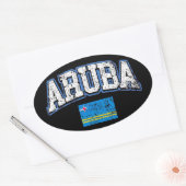Sticker Ovale Drapeau Aruba (Enveloppe)