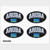 Sticker Ovale Drapeau Aruba (Feuille)