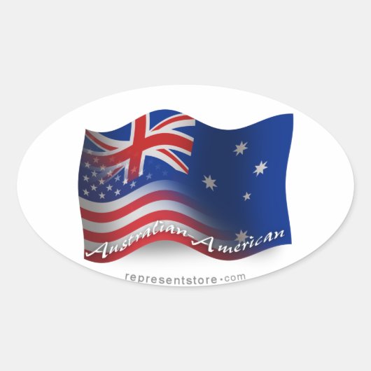 Sticker Ovale Drapeau australien-américain (Devant)