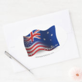 Sticker Ovale Drapeau australien-américain (Enveloppe)
