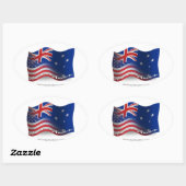 Sticker Ovale Drapeau australien-américain (Feuille)