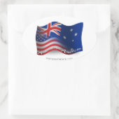 Sticker Ovale Drapeau australien-américain (Sac)
