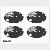 Sticker Ovale Drapeau australien noir et blanc (Feuille)