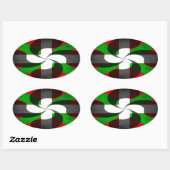 Sticker Ovale Drapeau basque et croix (Feuille)