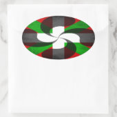 Sticker Ovale Drapeau basque et croix (Sac)