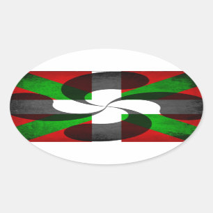 Sticker Ovale Drapeau basque et croix