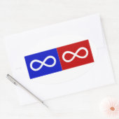 Sticker Ovale Drapeau bleu et rouge métis (Enveloppe)