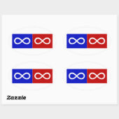 Sticker Ovale Drapeau bleu et rouge métis (Feuille)