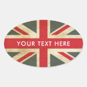 Sticker Ovale Drapeau britannique vintage Union Jack (Devant)