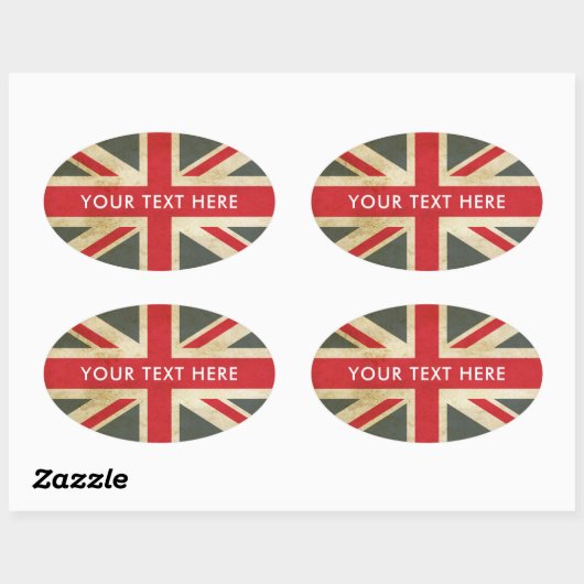 Sticker Ovale Drapeau britannique vintage Union Jack (Feuille)