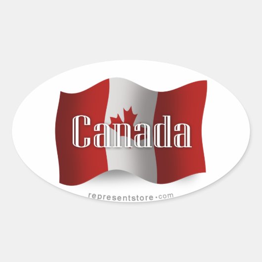 Sticker Ovale Drapeau canadien (Devant)