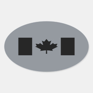 Sticker Ovale Drapeau canadien à déco noire