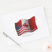 Sticker Ovale Drapeau canadien-américain (Enveloppe)