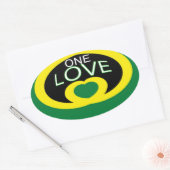 Sticker Ovale Drapeau cardiaque jamaïcain amour (Enveloppe)