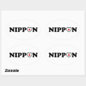 Sticker Ovale Drapeau Coeur d'amour Nippon (Feuille)