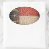 Sticker Ovale Drapeau cool Grunge Caroline du Nord (Sac)