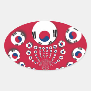 Sticker Ovale Drapeau Corée du Sud Kaleidoscope