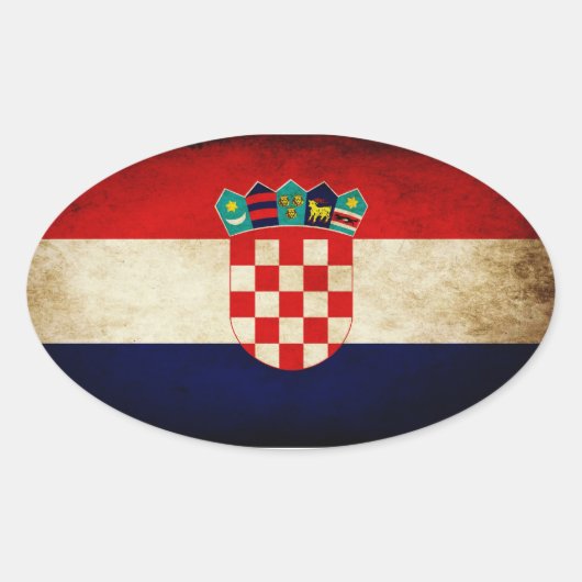 Sticker Ovale Drapeau Croatie (Devant)