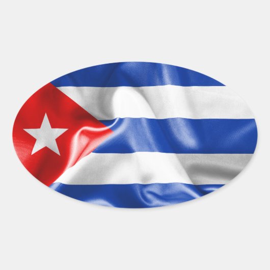 Sticker Ovale Drapeau Cuba (Devant)