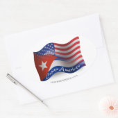Sticker Ovale Drapeau cubain-américain (Enveloppe)