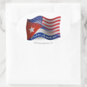 Sticker Ovale Drapeau cubain-américain (Sac)