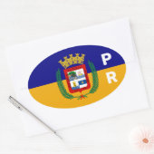 Sticker Ovale Drapeau d'Aguadilla, Porto Rico (Enveloppe)