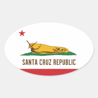 Sticker Ovale Drapeau de banane de la République de père Noël Cr