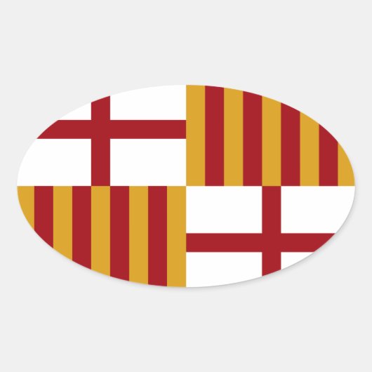 Sticker Ovale Drapeau de Barcelone (Espagne) (Devant)