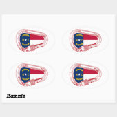 Sticker Ovale Drapeau de Caroline du Nord Escalade carabiner (Feuille)