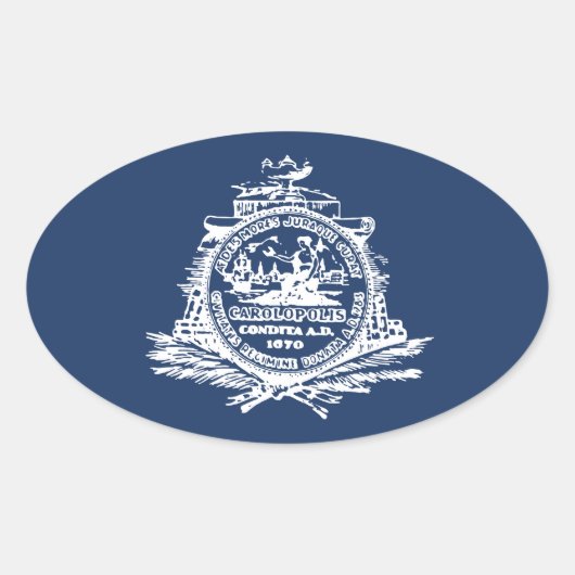 Sticker Ovale Drapeau de Charleston, Caroline du Sud (Devant)
