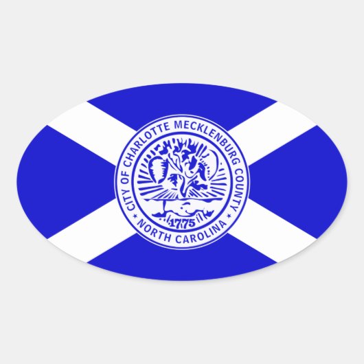 Sticker Ovale Drapeau de Charlotte, NC (Devant)