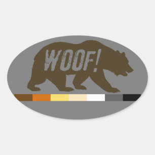 Sticker Ovale Drapeau de fierté des ours gays Woof