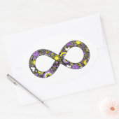 Sticker Ovale Drapeau de fierté non-binaire doodle neurodiverse  (Enveloppe)