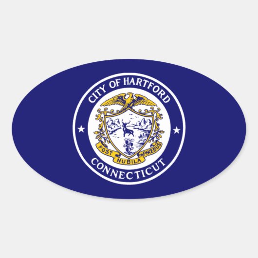 Sticker Ovale Drapeau de Hartford, Connecticut (Devant)