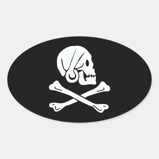 Sticker Ovale Drapeau de Henry Every Drapeau de Pirate (Devant)