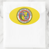 Sticker Ovale Drapeau de Honolulu, Hawaii (Sac)