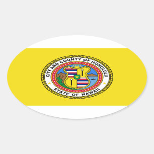 Sticker Ovale Drapeau de Honolulu, Hawaii