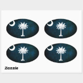 Sticker Ovale Drapeau de la Caroline du Sud ; (Feuille)