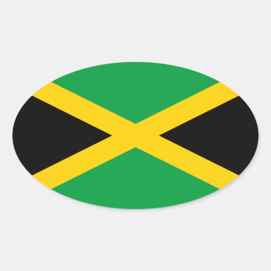 Sticker Ovale Drapeau de la Jamaïque (Devant)