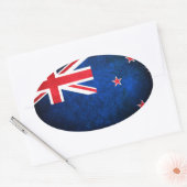 Sticker Ovale Drapeau de la Nouvelle-Zélande ; Kiwi (Enveloppe)