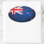 Sticker Ovale Drapeau de la Nouvelle-Zélande ; Kiwi (Sac)