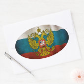 Sticker Ovale Drapeau de la Russie qui flotte (Enveloppe)