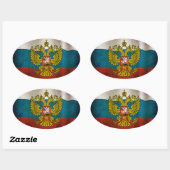 Sticker Ovale Drapeau de la Russie qui flotte (Feuille)