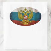 Sticker Ovale Drapeau de la Russie qui flotte (Sac)