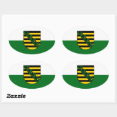 Sticker Ovale Drapeau de la Saxe (Feuille)