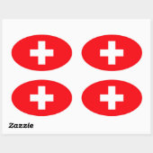 Sticker Ovale Drapeau de la Suisse (Feuille)