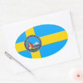 Sticker Ovale Drapeau de la ville de Wilmington, Delaware (Enveloppe)