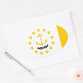Sticker Ovale Drapeau de l'État de Rhode Island (Enveloppe)